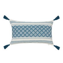 Boho Lumbar Throw Pillow Cover Farmhouse Tassel-300X500CM Blue