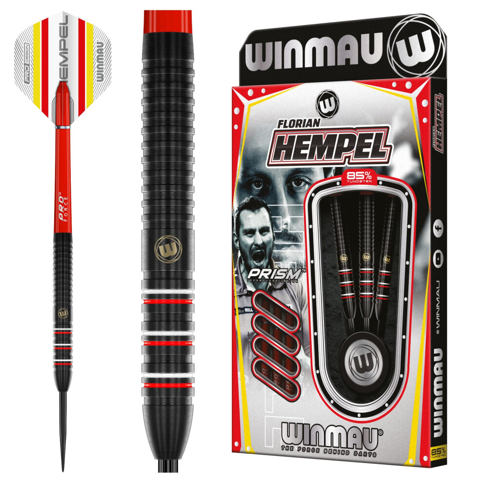 Winmau - Florian Hempel 85% Pro-Series 24G - 85% Tungsten - Professional Darts Set With Dart Flights And Dart Shafts (Stems)