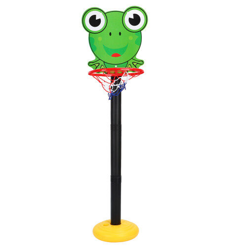 Adjustable Frog Pattern Kids Basketball Set, 23.7cm Hoop, Plastic