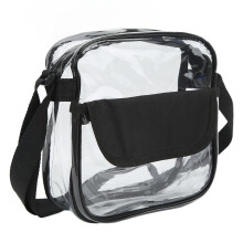 Duurzame, transparante schoudertas voor dames, waterdichte PVC crossbodytas met voorvak en verstelbare riem, goedgekeurd voor snelle visuele controle