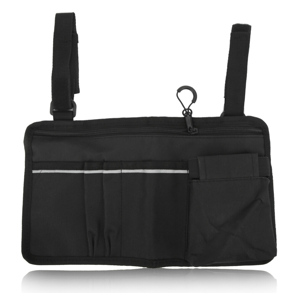 Wheelchair Side Bag, Waterproof Armrest Storage Pouch Multifunctional Organizer with Reflective Strip Design for Walkers Rollators Scooters, Ample