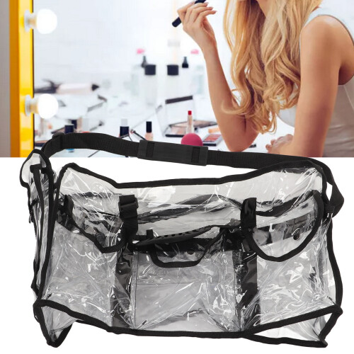 Bolsa de cosméticos transparente com design que permite a passagem de objetos, fabricada com vinil resistente à água e com amplo espaço de 1