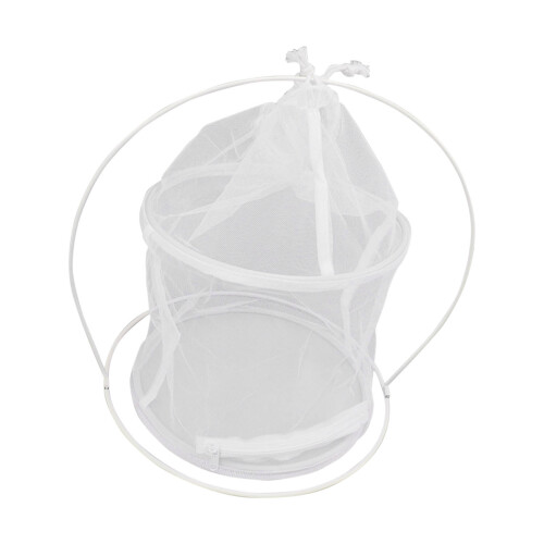 White Circular Iron Frame Butterfly Cage, 21cm Diameter, Lightweight