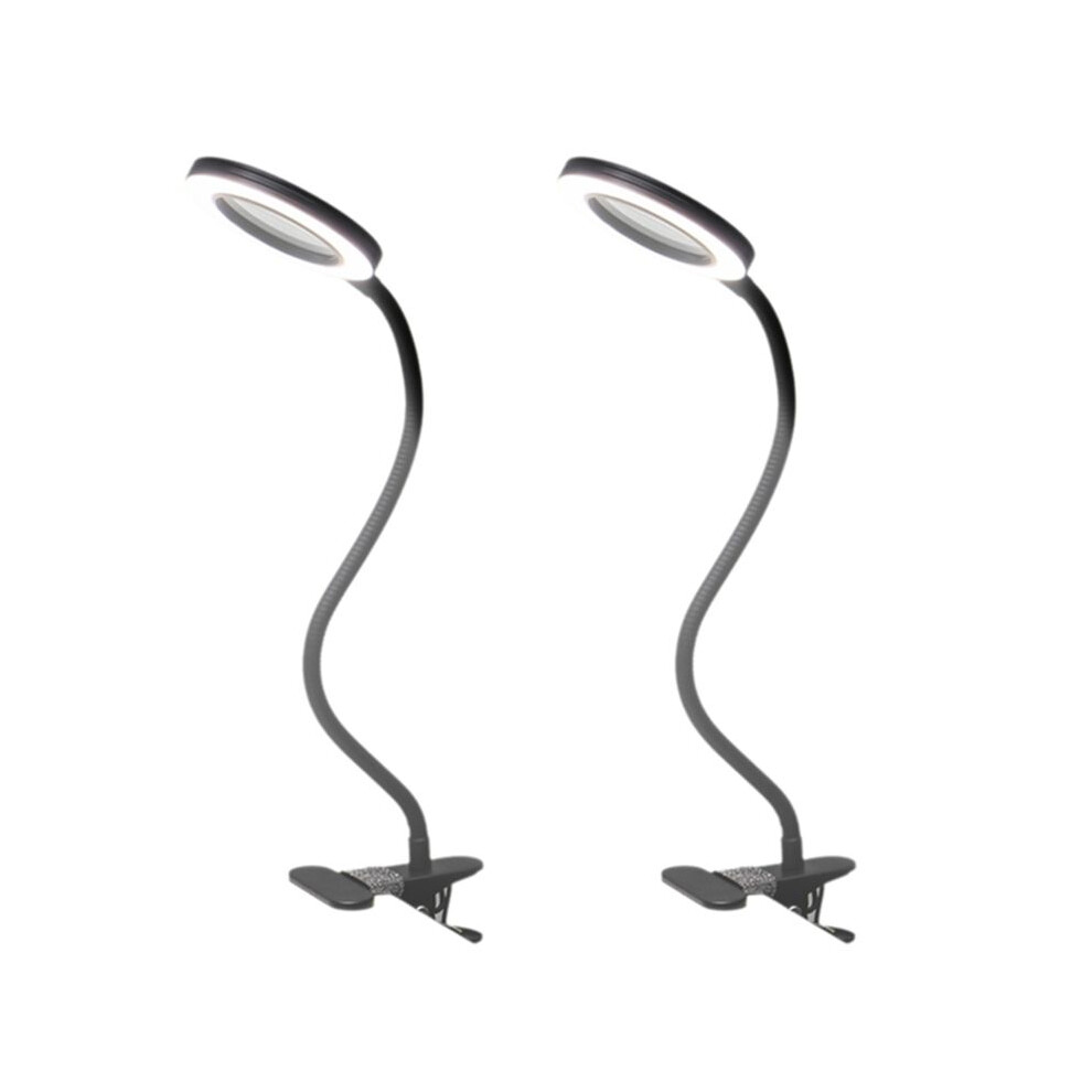 2pcs LED Magnifying Glass Desk Lamp 8X Magnification 3 Color Modes Adjustable Swivel Arm Lighted Clamp