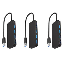 3X 4 USB Hub, USB 3.0 Hub USB Splitter USB Expander for Laptop, Flash Drive, HDD, Console, Printer, Camera
