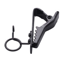 15 Piezas Anillo  7.5 mm Soporte de Clip de Microfono Clip de Lazo Clip para Collar Practico (Negro)
