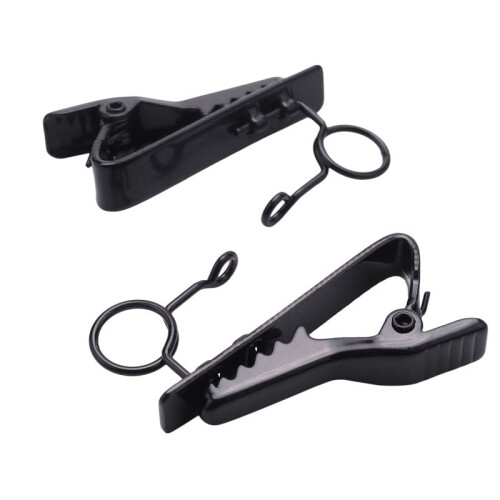 15 Pcs Ring  7.5 mm Microphone Clip Holder Tie Clip Collar Clip Practical (Black) 1