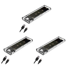 3X M.2 NGFF  Dual Protocol SSD-Behuizing Transparante USB Type C 10Gbps PCI-E M2 SSD Transparante Externe Behuizing Harde Schijfdoos