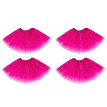 4X Slimme Kleding voor Babymeisjes Sterren Pailletten Petticoat Ballet Dans Pluizige Tutu Rok Roze Rood
