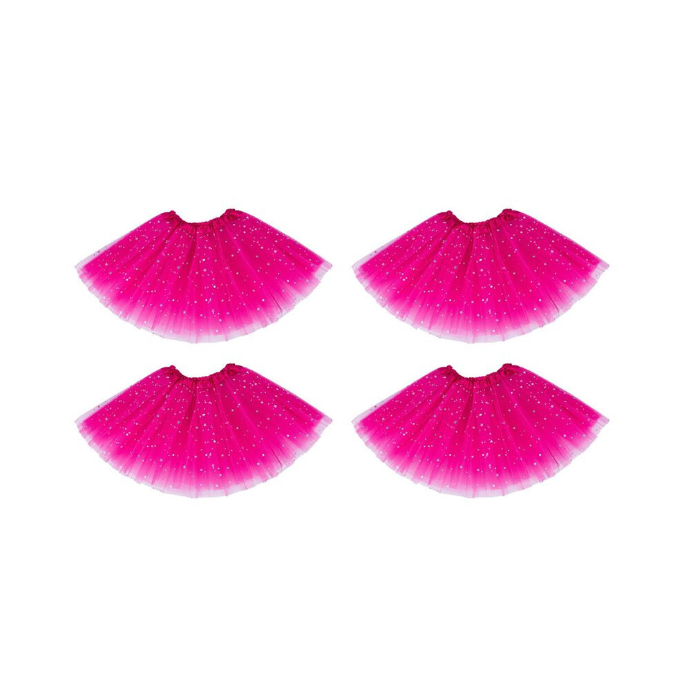 4X Baby Girl Clothes Stars Sequins Petticoat Ballet Dance Fluffy Tutu Skirt Rose Red 4712645669417
