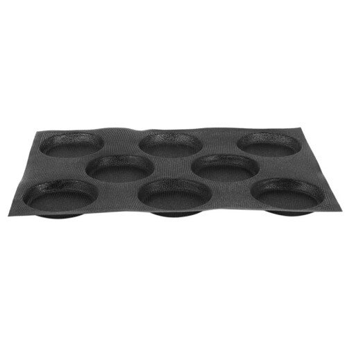 5X Silicone Hamburger Bread Forms Perforated Bakery Molds Non Stick Baking Sheets Fit Half Pan Size 1