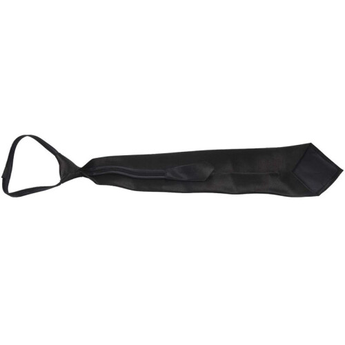 5X Men Solid Black Polyester Zip  Necktie Smooth Zipper Tie 1