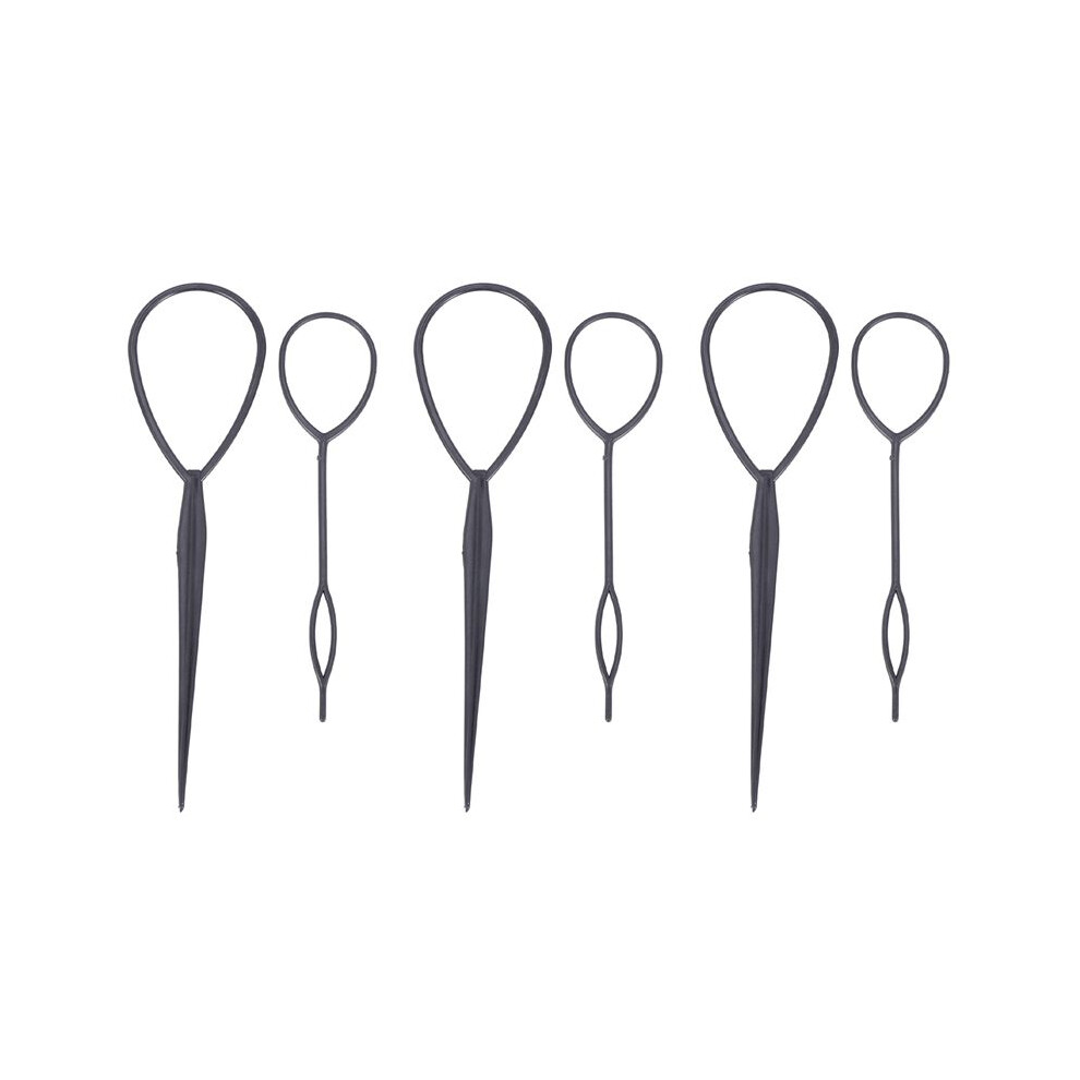 Black 6 Pcs Topsy Tail Hair Styler Hair Style Hair Twister Snare Loop