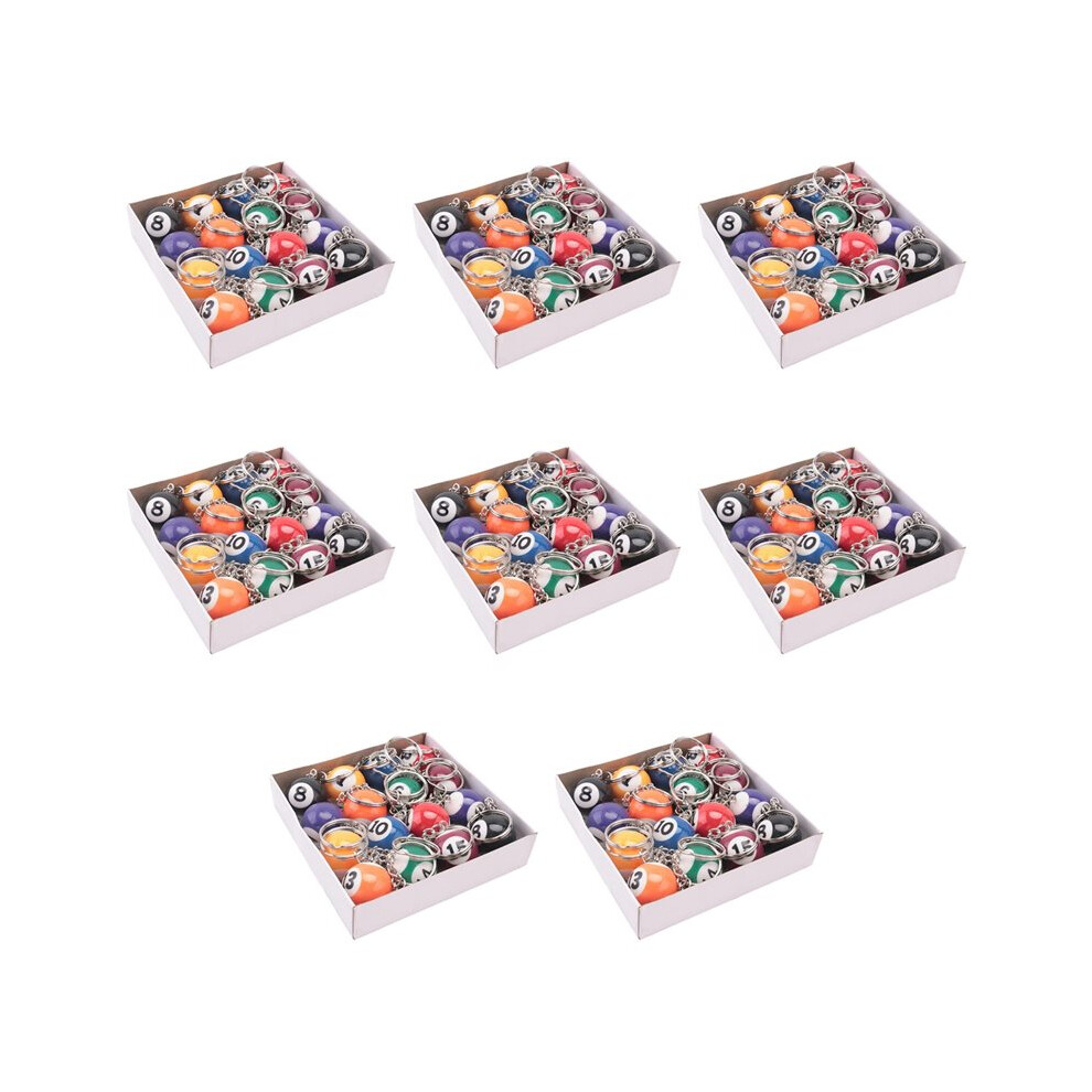 Colorful Billiard Keychain Set 128 Pcs, Magic Key Chain Balls Eightball Billar Billiards Chains Accessories 4713194470141