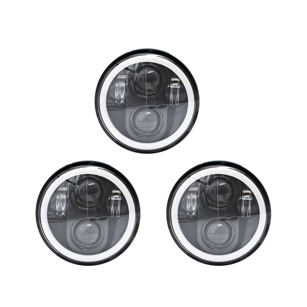 3Pcs 5.75 Led Headlight, 5-3/4 Motorcycle Headlight With Halo Drl For Sportster Iron 883 Dyna Street Bob White 6032982814669