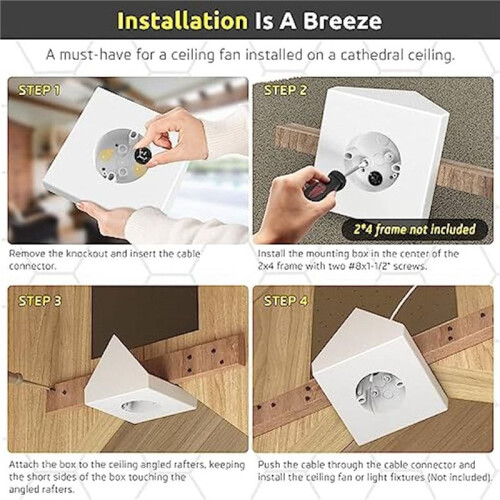 2X Ceiling Fan Mounting Box,Ceiling Fan Mounting Bracket,Ceiling Fan Mounting Kit,Fan Mounting Bracket FB900-1 2