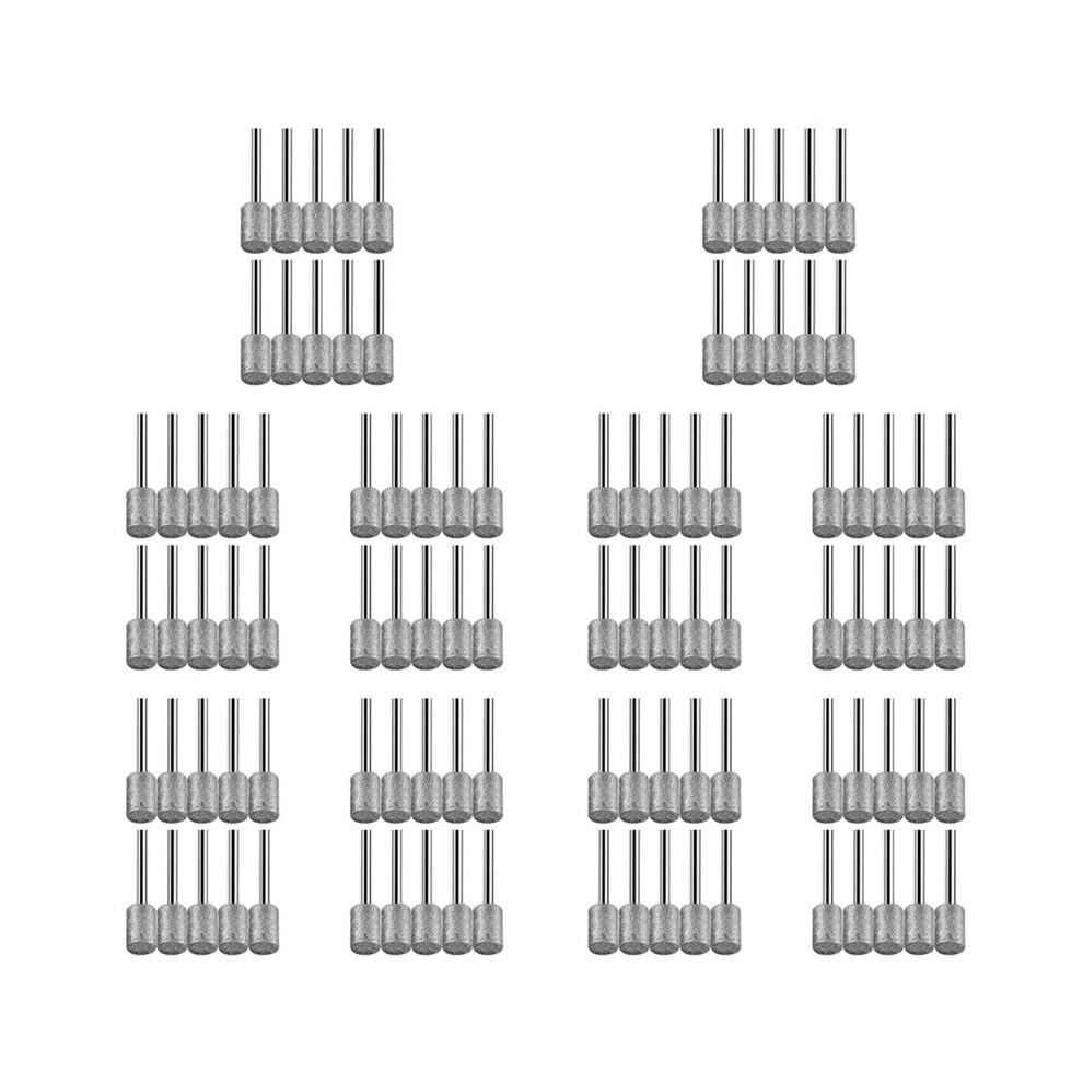 100Pc 8Mm Cylindrical Diamond Burr Stone Carving Grinding Set For Stone Rocks Glass Ceramics-For -Rotary 6034059596478