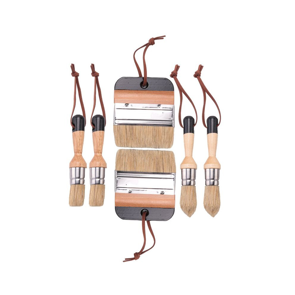 6Pack Chalk And Wax Paint Brushes Bristle Stencil Brushes For Wood Furniture Home Wall Decor 6032138599051