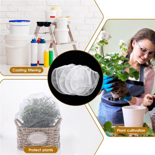 20 Pcs Paint Strainer Bag, 1 Gallon Paint Filter with Elastic Drawstring White Fine Mesh Top Opening Nylon Mesh Filter 2