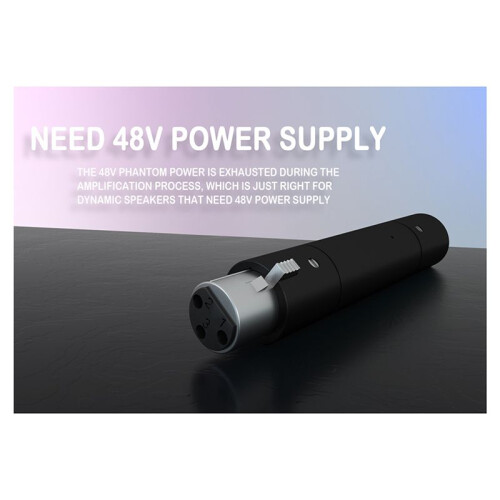 2X Professional XLR 3Pin 48V Phantom Power Adapter for Dynamic Microphone 28Db Gain PreAmp Adaptor 2