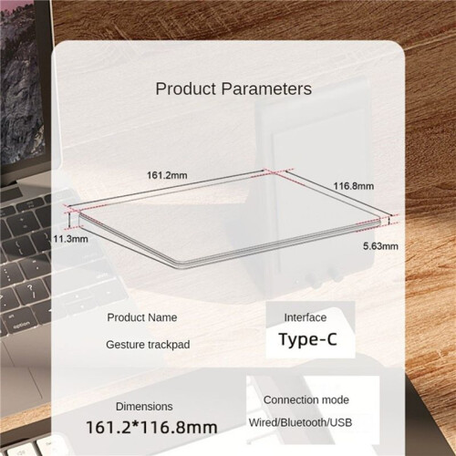 3X  Touchpad Multi-Function Gestures Trackpad Rechargeable Wireless Touchpad for Laptop IOS , White 1