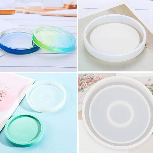 8 Pack Round Silicone Coaster Molds,Clear Epoxy Molds for Casting with Resin,Concrete,Cement and Polymer Clay 2