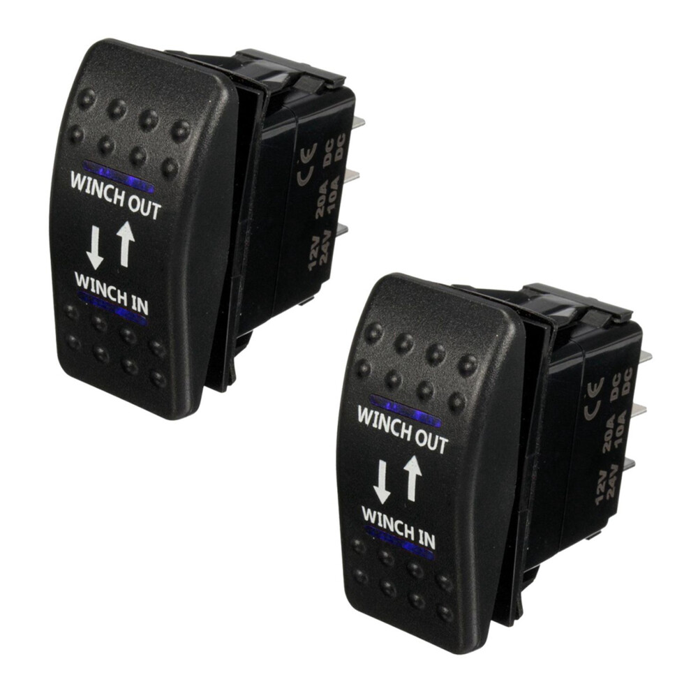 2X 12V 20A Winch In Winch Out -Off- Rocker 7 Pin Led Black 6032678856270