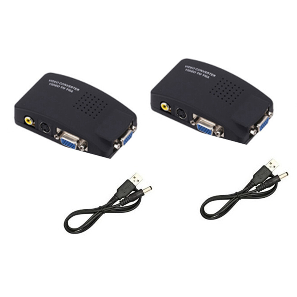 2X Av To Vga Adapter Rca Vga Converter Pc Rca Composite S-Video Av Input To Pc Vga Lcd Output Converter Box 6031986198065