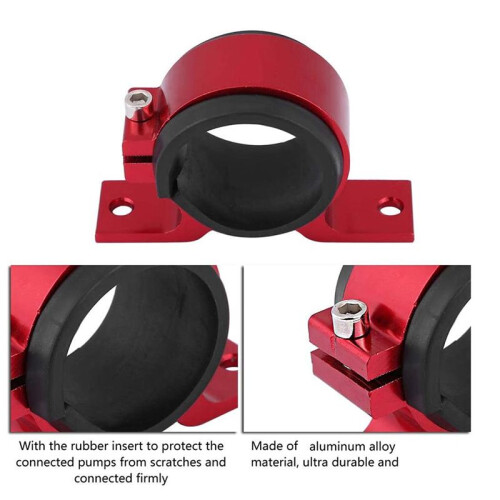 2X Red 60mm Fuel Pump Single Mount Bracket Fuel Filter External Bracket Clamp Cradle for 044 1