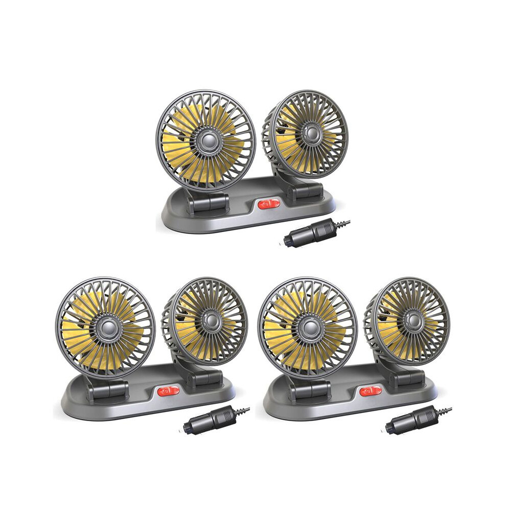 3X 12V Car Fan Double Fan Portable Auto Cooling Fan Cooling Wind Electric Fan Car Folding Fan 4714040191180