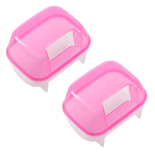 2X Pet Hamster Bagno Rosa 10X7X7cm