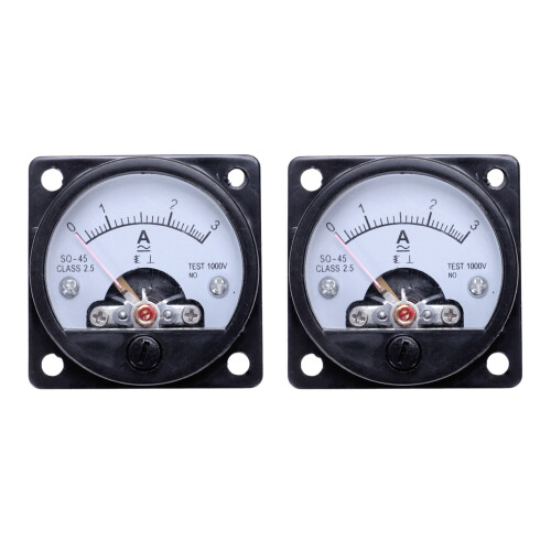 2X Ac 0-3A Rund Analog Panel Meter Strommess Amperemeter Gauge Schwarz