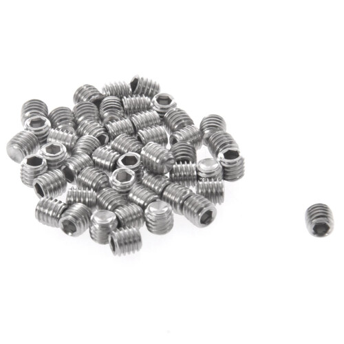 100Pcs M3X3mm Stainless Steel Hex Socket Set Cap Point Grub Screws Silver 1