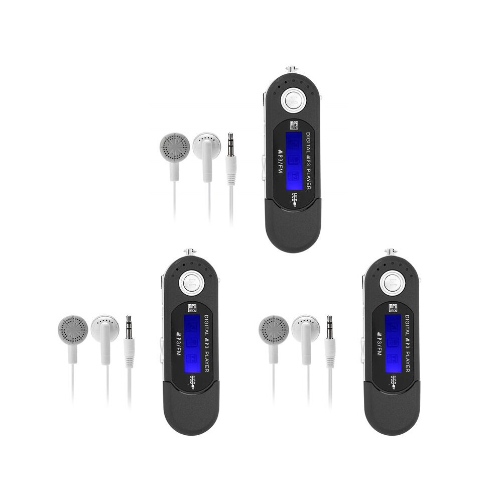 3X MP3 Player with Earphone 8GB, Portable Music MP3 USB Player with LCD Screen FM Radio for Walking Running (Black)-image-OPC-PPXJQ9N-NEW