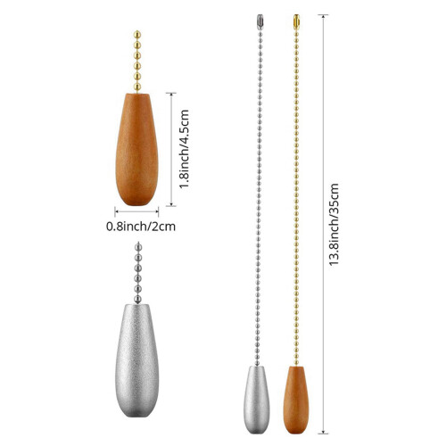 8 Pieces Ceiling Fan Chain Pulls Wooden Pull Chain Extension Pull Chain for Ceiling Light Lamp (Silver and Wood Color) 1