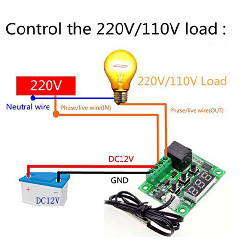 2X W1209  12V Thermostat Temperature Control  Thermometer Controller with Digital LED Display with Case 2