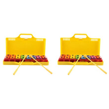 2 set 8 Notes Chromatic Xylophone Glockenspiel Resonator Bells with Yellow Case