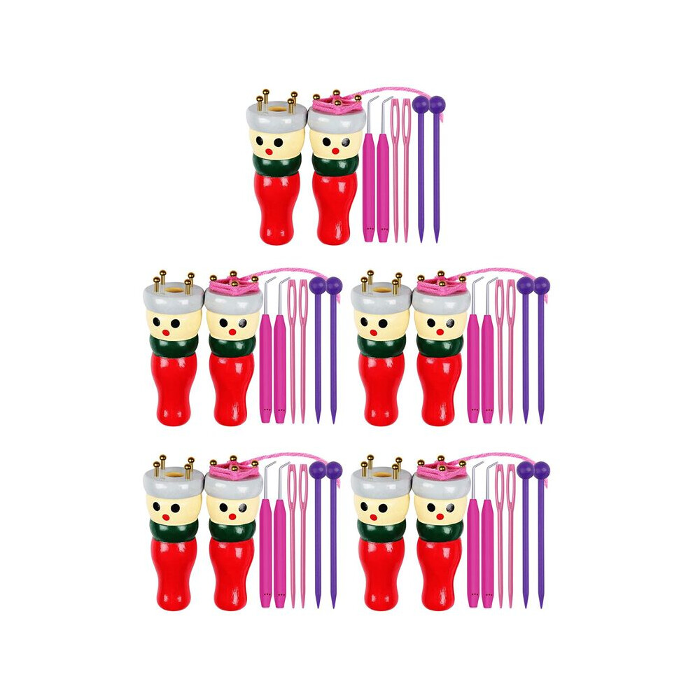 Typecat French Knitter Tool 10 Pack, Wooden Knitting Dolly Set Spool Knitting Doll Knitting Loom Toy For Making Bracelets, Etc