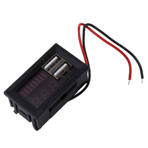 4X Red Led Digital Display Voltmeter Voltage Meter Volt Tester Panel for  12V Vehicles USB 5V2A Output 12.6V Battery 2