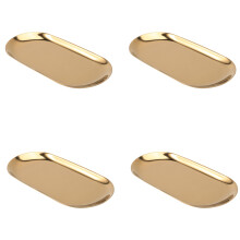 4X Metal Storage Tray Gold Oval Dotted Fruit Plate Small Items Jewelry Display Tray Mirror