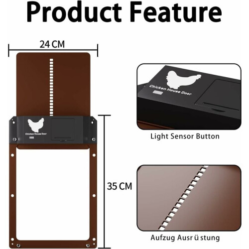 New Automatic Chicken Coop Door, Timer Controlled Light Sensor Entry with Solar Charging, Upgraded for Durability and Efficiency, Suitable for All Chi 1