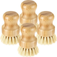 Eco-Friendly Bamboo Dish Brush Set, Biodegradable Dish Brush with Stiff Flexible Bristles for Multi-Functional Cleaning in Your Kitchen and Bathroom