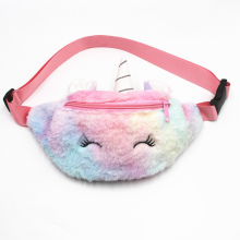 Pochete de unicórnio, bolsa transversal com estampa de desenho animado em pelúcia e alças ajustáveis para um estilo único e feminino. Bolsa