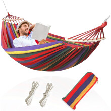 Hammock Mat For Outdoor Relaxation, Double Hammock Cotton Hammock With Carry Bag, Portable Hammock For Garden Patio Deck Backyard Indoor Use, Superior