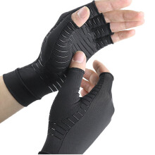 Copper Compression Arthritis Gloves Anti-Slip Fingerless Black M