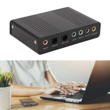 USB 6-Kanal Soundkarte 48 kHz Aufnahme Externes Aluminiumgehäuse Schwarz