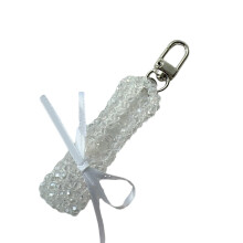 Stijlvolle kralen kristal schoen-Witte sleutelhanger