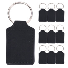 10 Pieces Sublimation PU Leather Keychains Rectangular-Black