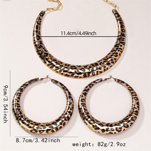 Alloy Leopard Print Earring And Necklace Set Unique Leopard 2