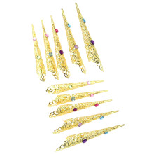 Pack of 10 Gold Finger Nail Tip Claw Rings Nail Jewelry Alloy
